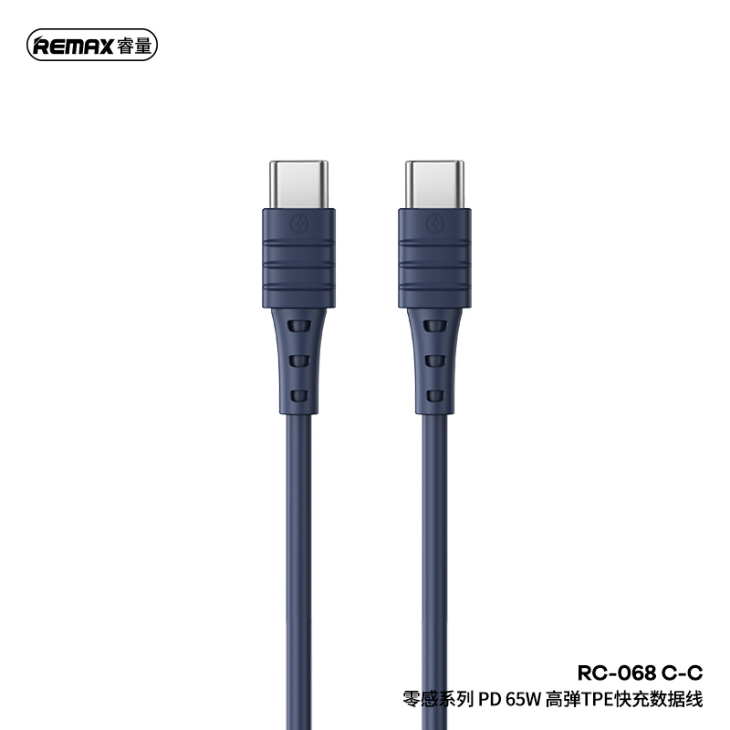 RC-068 C-C 零感系列 PD 65W 高弹TPE快充数据线